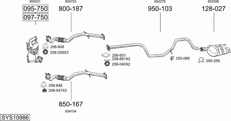 Bosal SYS10986 - Система випуску ОГ autocars.com.ua