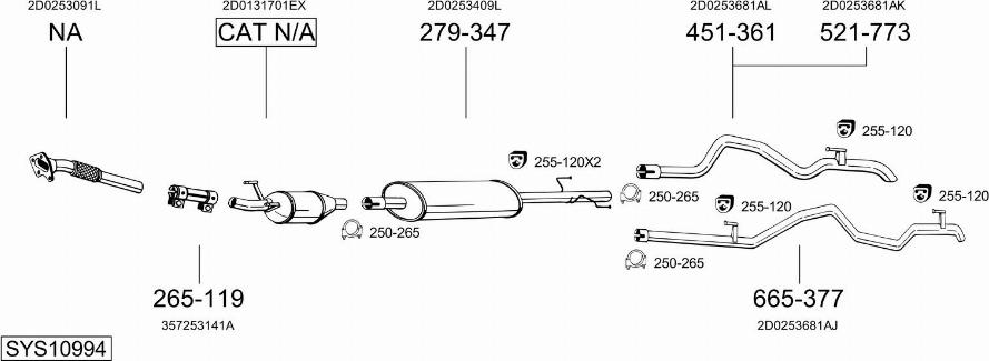 Bosal SYS10994 - Система випуску ОГ autocars.com.ua