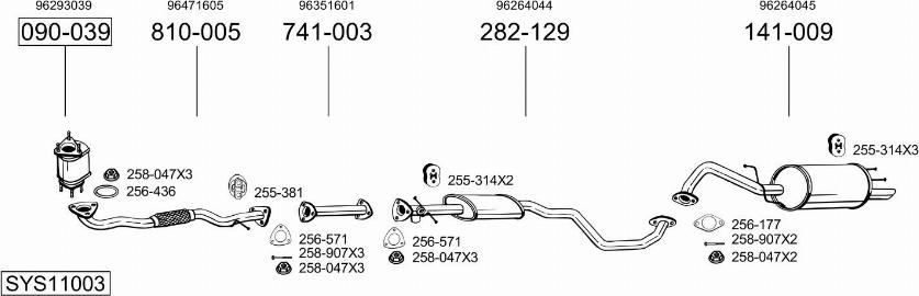 Bosal SYS11003 - Система випуску ОГ autocars.com.ua