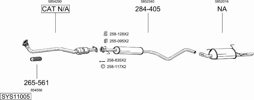 Bosal SYS11005 - Система випуску ОГ autocars.com.ua