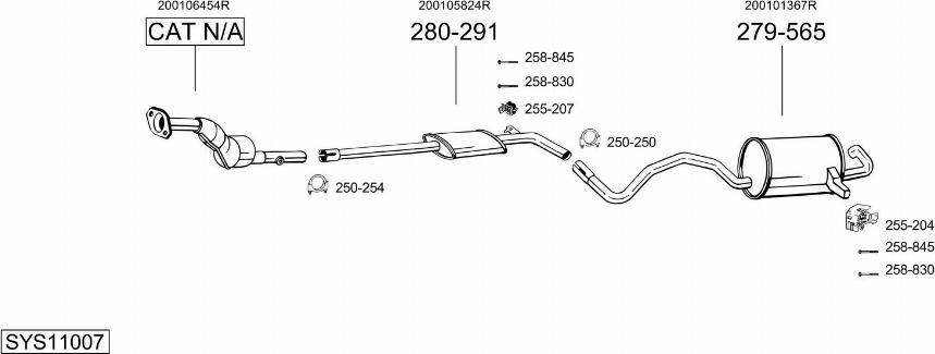 Bosal SYS11007 - Система випуску ОГ autocars.com.ua