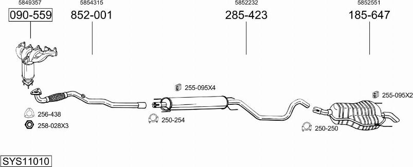 Bosal SYS11010 - Система випуску ОГ autocars.com.ua