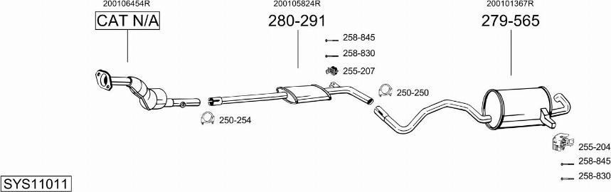 Bosal SYS11011 - Система випуску ОГ autocars.com.ua