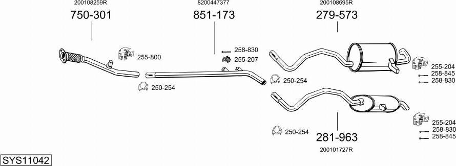 Bosal SYS11042 - Система випуску ОГ autocars.com.ua