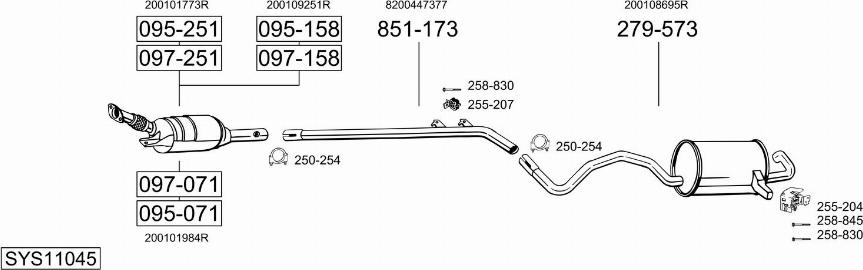 Bosal SYS11045 - Система випуску ОГ autocars.com.ua