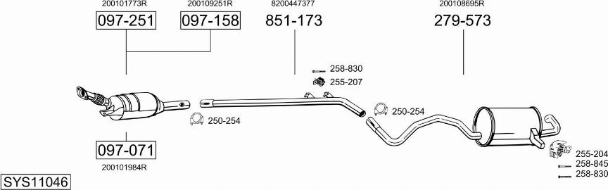Bosal SYS11046 - Система випуску ОГ autocars.com.ua
