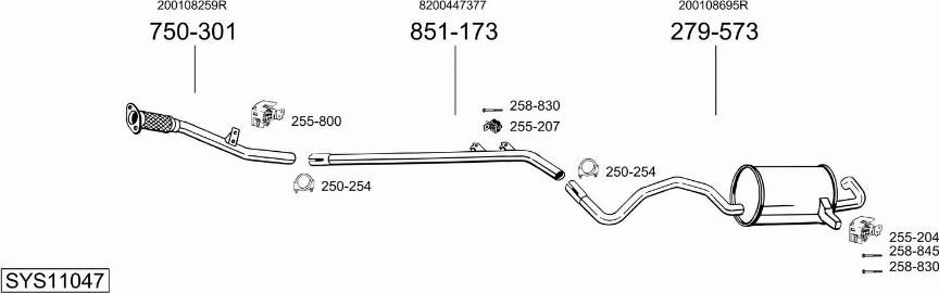 Bosal SYS11047 - Система випуску ОГ autocars.com.ua