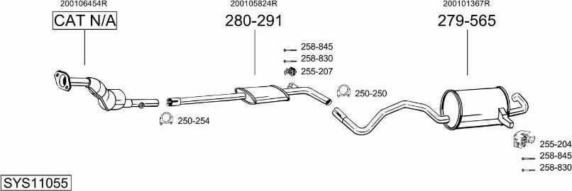 Bosal SYS11055 - Система випуску ОГ autocars.com.ua