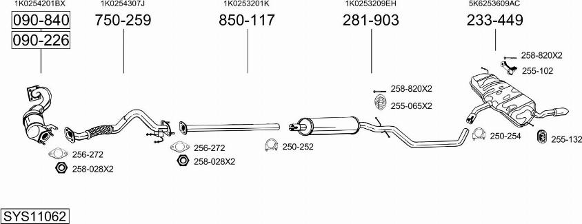 Bosal SYS11062 - Система випуску ОГ autocars.com.ua