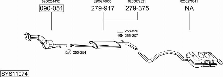 Bosal SYS11074 - Система випуску ОГ autocars.com.ua