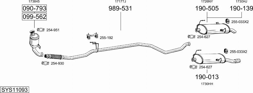 Bosal SYS11093 - Система випуску ОГ autocars.com.ua