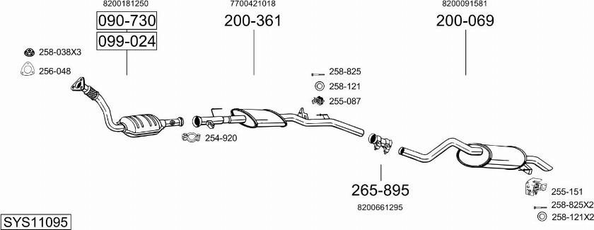 Bosal SYS11095 - Система випуску ОГ autocars.com.ua