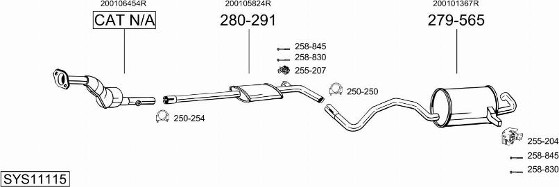 Bosal SYS11115 - Система випуску ОГ autocars.com.ua