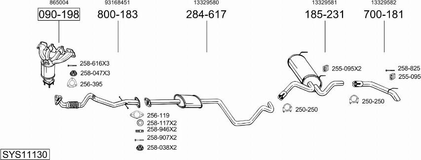 Bosal SYS11130 - Система випуску ОГ autocars.com.ua