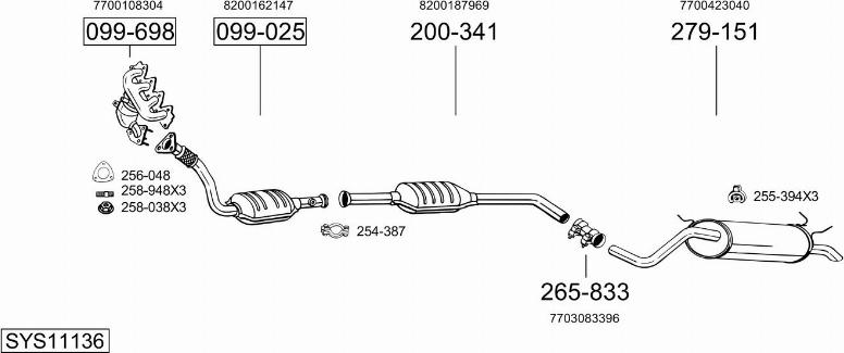 Bosal SYS11136 - Система випуску ОГ autocars.com.ua