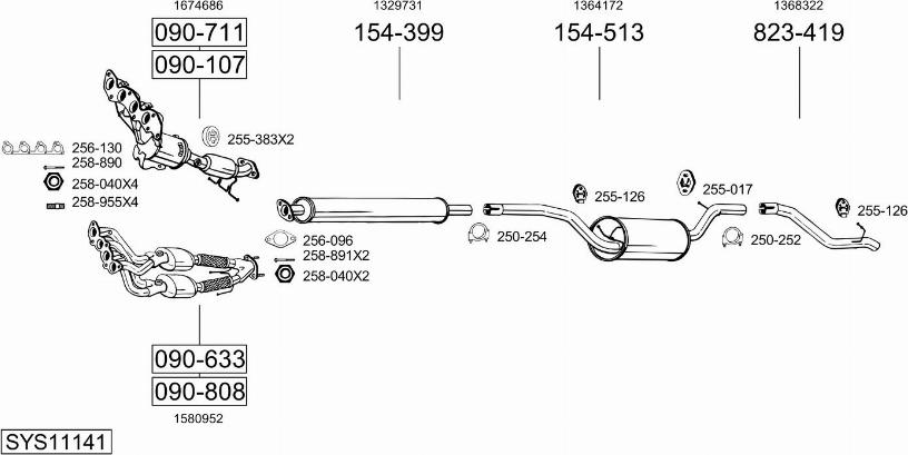 Bosal SYS11141 - Система випуску ОГ autocars.com.ua