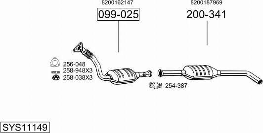 Bosal SYS11149 - Система випуску ОГ autocars.com.ua