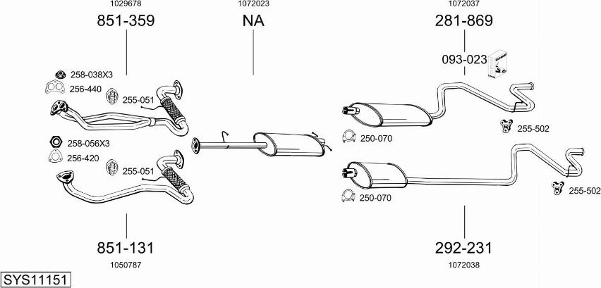Bosal SYS11151 - Система випуску ОГ autocars.com.ua