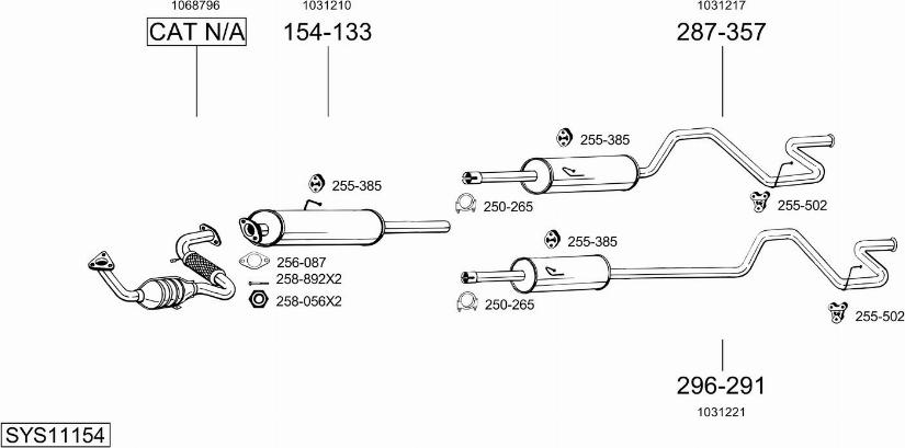 Bosal SYS11154 - Система випуску ОГ autocars.com.ua