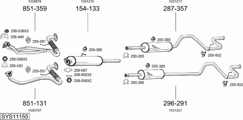 Bosal SYS11155 - Система випуску ОГ autocars.com.ua