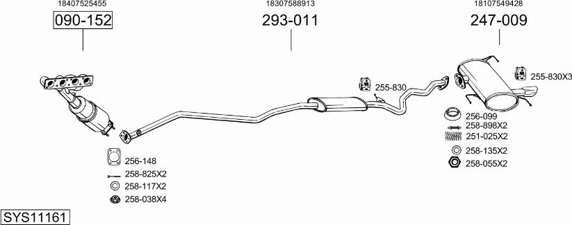 Bosal SYS11161 - Система випуску ОГ autocars.com.ua
