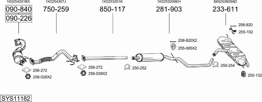 Bosal SYS11182 - Система випуску ОГ autocars.com.ua