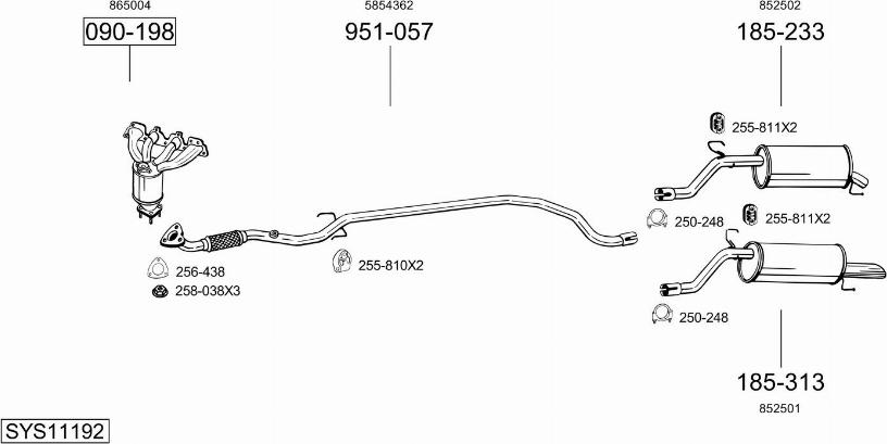 Bosal SYS11192 - Система випуску ОГ autocars.com.ua