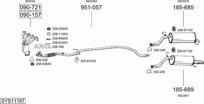 Bosal SYS11197 - Система випуску ОГ autocars.com.ua