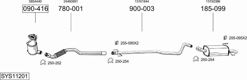 Bosal SYS11201 - Система випуску ОГ autocars.com.ua