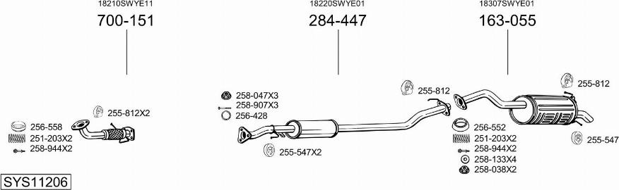 Bosal SYS11206 - Система випуску ОГ autocars.com.ua