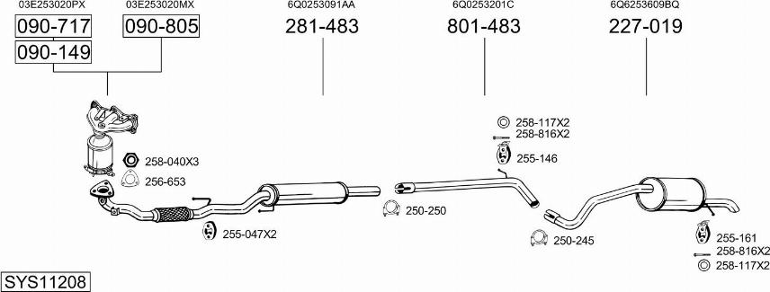 Bosal SYS11208 - Система випуску ОГ autocars.com.ua