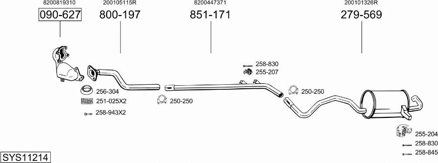 Bosal SYS11214 - Система випуску ОГ autocars.com.ua