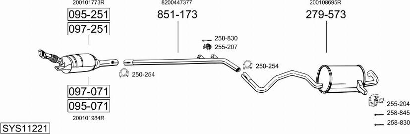 Bosal SYS11221 - Система випуску ОГ autocars.com.ua