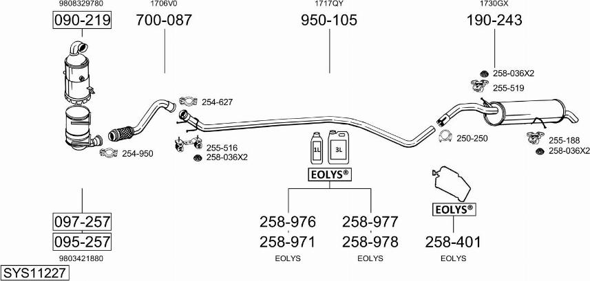 Bosal SYS11227 - Система випуску ОГ autocars.com.ua