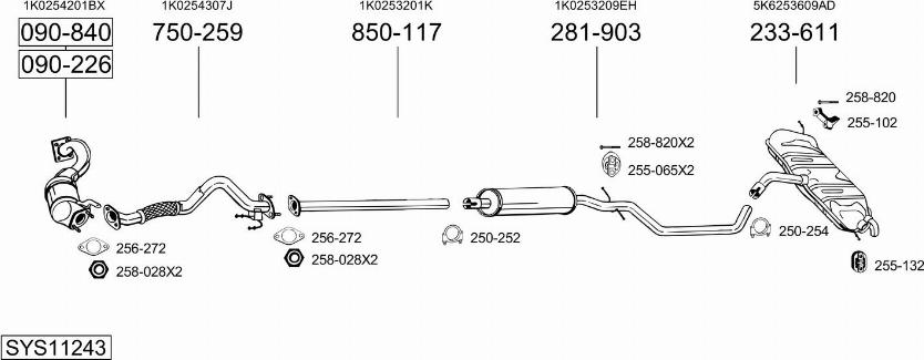 Bosal SYS11243 - Система випуску ОГ autocars.com.ua