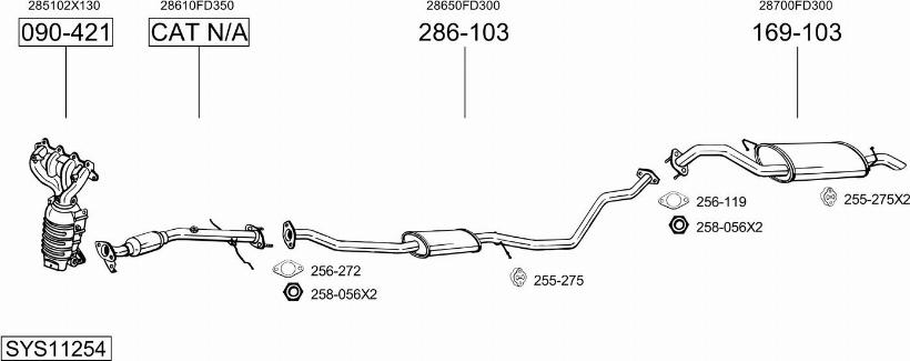 Bosal SYS11254 - Система випуску ОГ autocars.com.ua