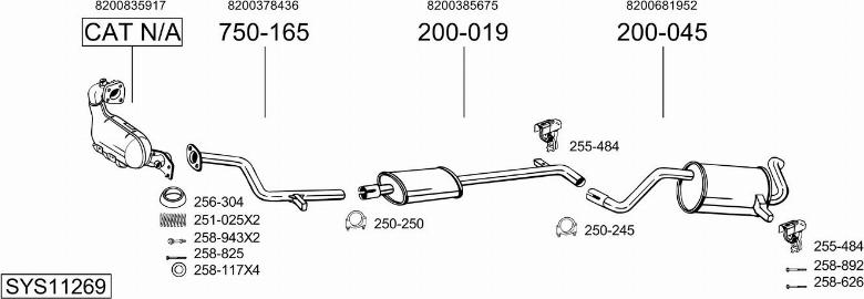 Bosal SYS11269 - Система випуску ОГ autocars.com.ua