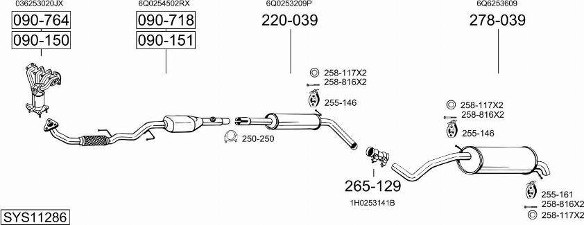 Bosal SYS11286 - Система випуску ОГ autocars.com.ua