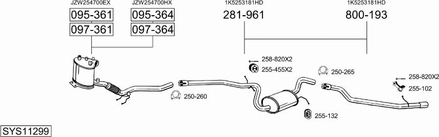 Bosal SYS11299 - Система випуску ОГ autocars.com.ua