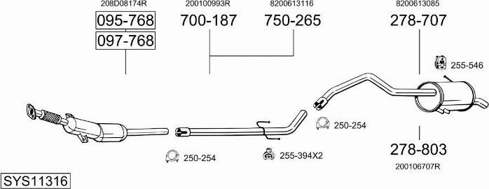 Bosal SYS11316 - Система випуску ОГ autocars.com.ua