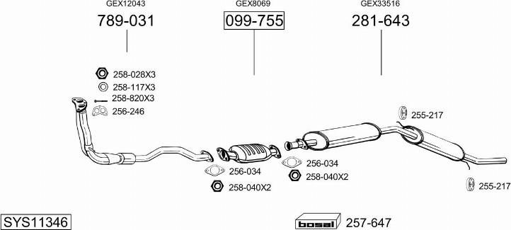 Bosal SYS11346 - Система випуску ОГ autocars.com.ua