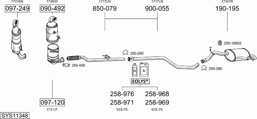 Bosal SYS11348 - Система випуску ОГ autocars.com.ua