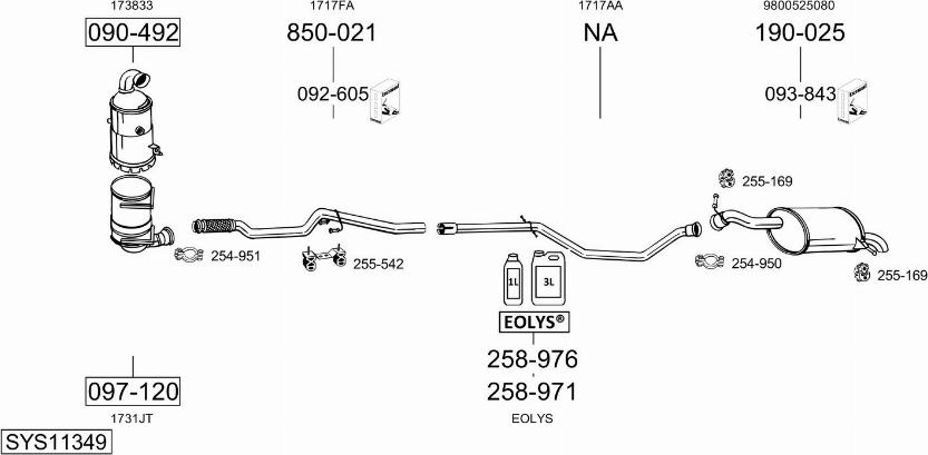 Bosal SYS11349 - Система випуску ОГ autocars.com.ua