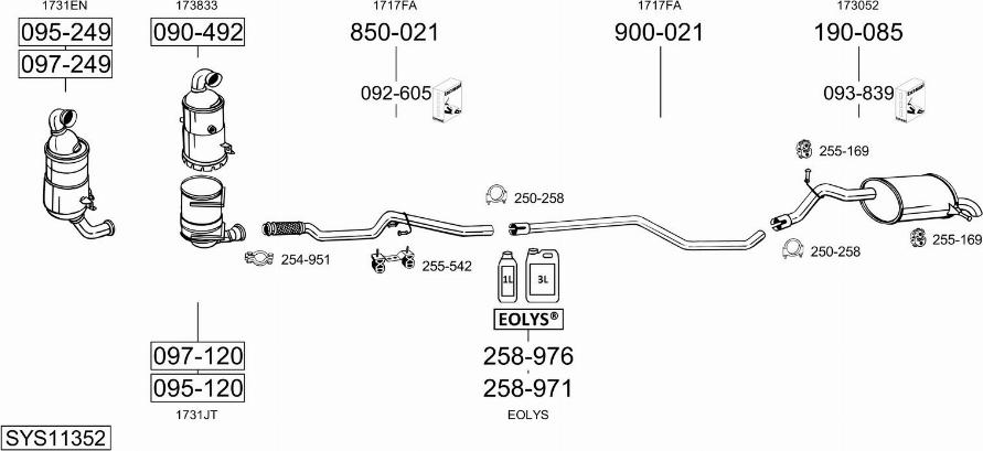 Bosal SYS11352 - Система випуску ОГ autocars.com.ua