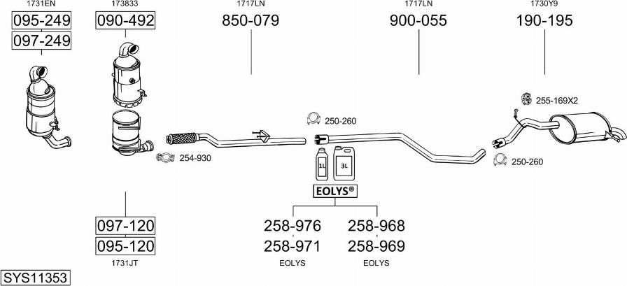 Bosal SYS11353 - Система випуску ОГ autocars.com.ua