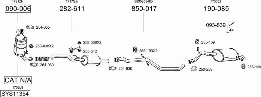 Bosal SYS11354 - Система випуску ОГ autocars.com.ua