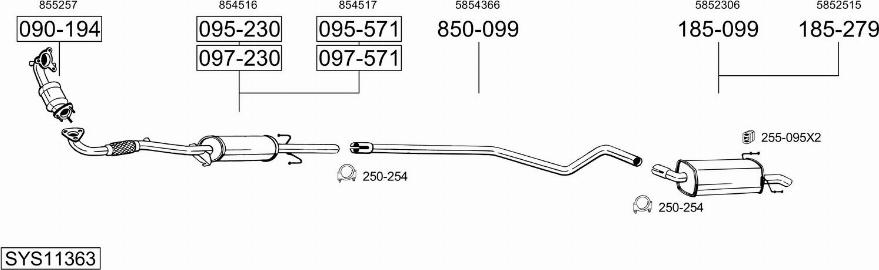 Bosal SYS11363 - Система выпуска ОГ avtokuzovplus.com.ua