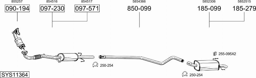 Bosal SYS11364 - Система выпуска ОГ avtokuzovplus.com.ua