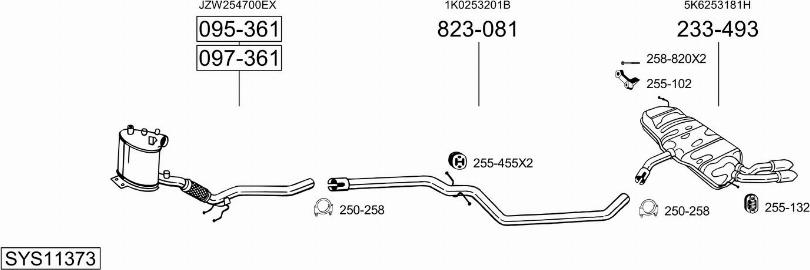 Bosal SYS11373 - Система випуску ОГ autocars.com.ua