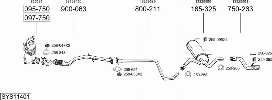 Bosal SYS11401 - Система випуску ОГ autocars.com.ua